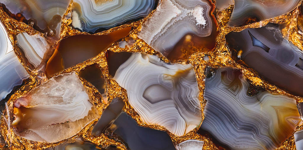 Margraf Grey Agate Golden Leaf